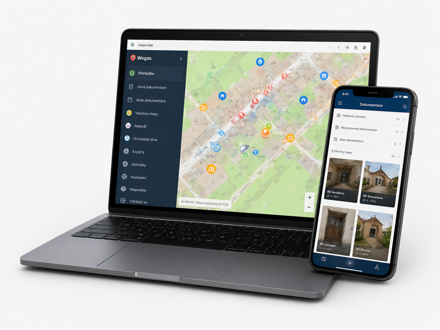 pasport stavby na počítači i v mobilu, snadné sdílení, snadná orientace díky propojení s mapou